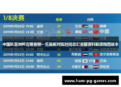 中国队亚洲杯完整赛程一览最新对阵时间总汇全部资料解读指南版本