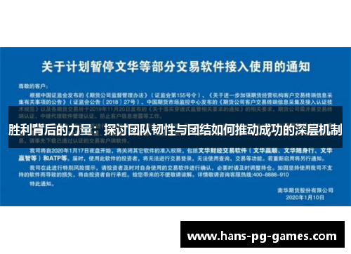 胜利背后的力量：探讨团队韧性与团结如何推动成功的深层机制